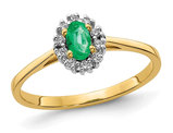 1/5 Carat (ctw) Emerald Ring in 14K Yellow Gold with Diamonds 1/10 Carat (ctw)